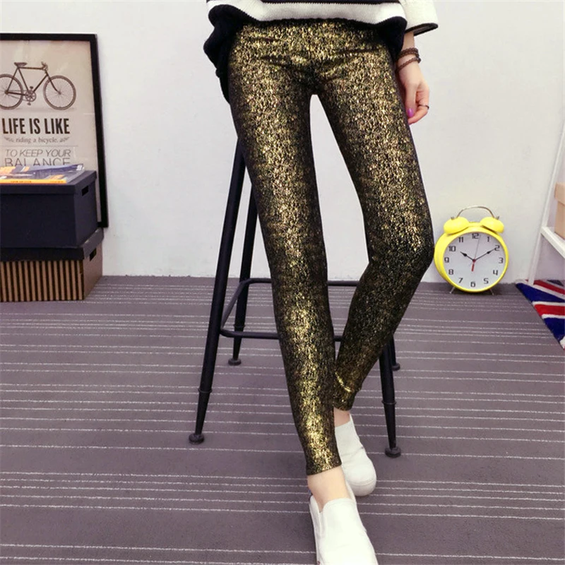 

NORMOV Sexy Leggings For Women Spring Low Waist Shiny Legging Push Up Trendy High Elastic Fashion Leggings Women Leggings