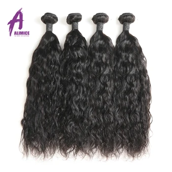 

Alimice Hair Bundles Brazilian Wet And Wavy Human Hair 4 Bundles Deal 100% Remy Human Hair Weave Bundles 8-30inch Can Be Dyed