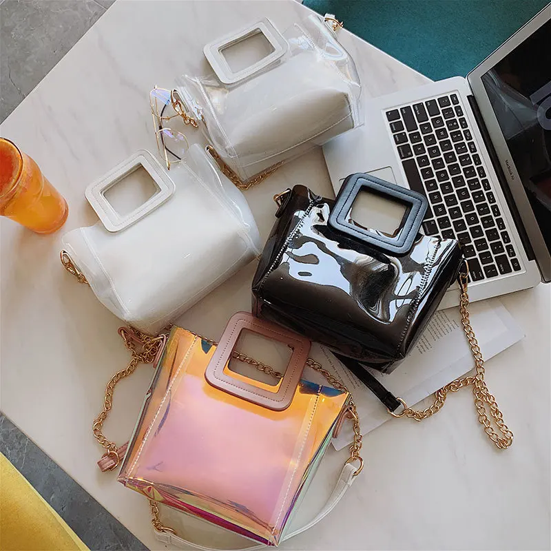 الصيف هلام النساء حقائب و محفظة فتاة 2019 جديد شفافة سلسلة مركب Crossbody حقيبة الأزياء واضح الليزر حقائب كتف الصيف هلام النساء حقائب و محفظة فتاة 2019 جديد شفافة سلسلة مركب Crossbody حقيبة الأزياء واضح الليزر حقائب كتف