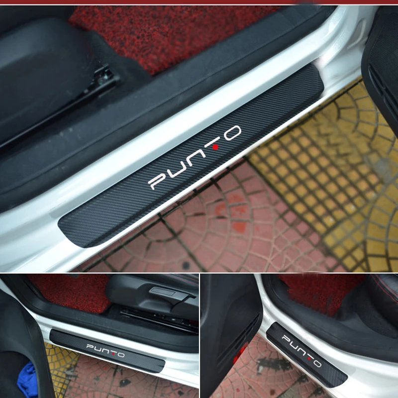 

For Fiat punto Carbon Fiber Car Door Welcome Pedal Film Stickers Anti Scratch None Slip Door Sill Guard Lnterior Scuff