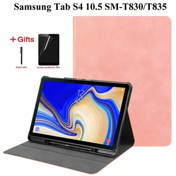 

Magnetic PU Leather case for Samsung Galaxy Tab S4 10.5 2018 SM-T835 T830 with Pencil Holder Stand Protective Case+flim+pen