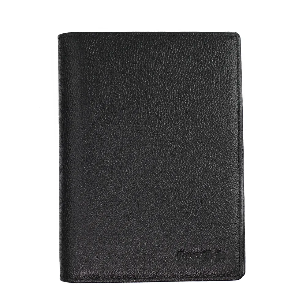 NFC RFID Blocking Travel Passport Wallet Holder Case Genuine Leather Bifold Black Red (4)