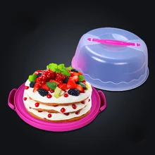 10 дюймов Портативный круговой пластиковые cake box утолщение уплотнения