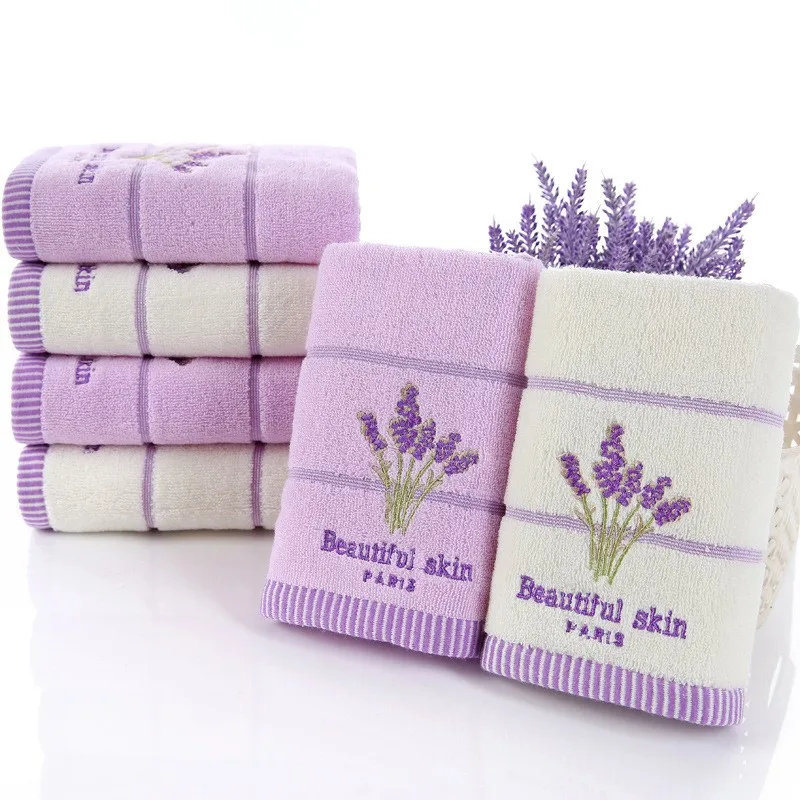 wholesale face towel 100 cotton Lavender wash towel soft lady beauty pure hand towel 34*73cm