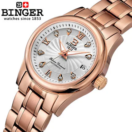 New Binger 2016 Female Fashion Watch Ladies Waterproof Quality Brand Watches CZ Diamond Watches Roman Numerals