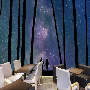 

Creative wallpaper starry couple woods wall decoration painting professional making mural photo wallpaper