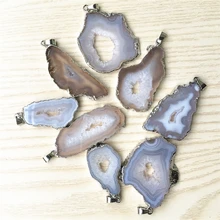 Горячее предложение! Распродажа! Натуральный бразильский гальванизированный обрезной ломтик открытые агаты Geode Drusy Druzys подвески для ожерелья женские ювелирные изделия изготовление 5 шт