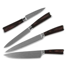 Kitchen knives chef slicing utility paring laser Damascus veins stainless steel blade four-piece set new cooking tools hot sell