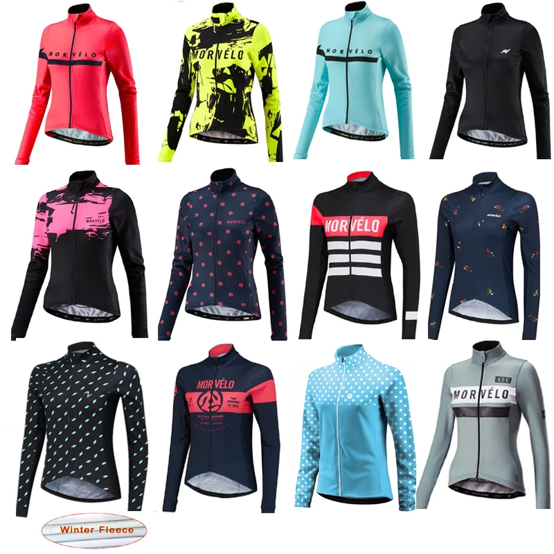 Cycling Jersey Morvelo Long Sleeve woman Winter Thermal Fleece Bike Clothing Outdoor Sports Bicycle Clothes Ropa Ciclismo