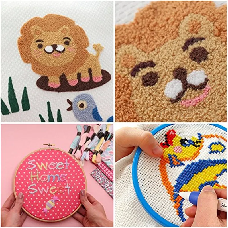 Magic Embroidery Stitching Punch Needles Pen Set Craft Tool for DIY Threaders Sewing Knitting Kit Embroidery Patterns with Case (10)