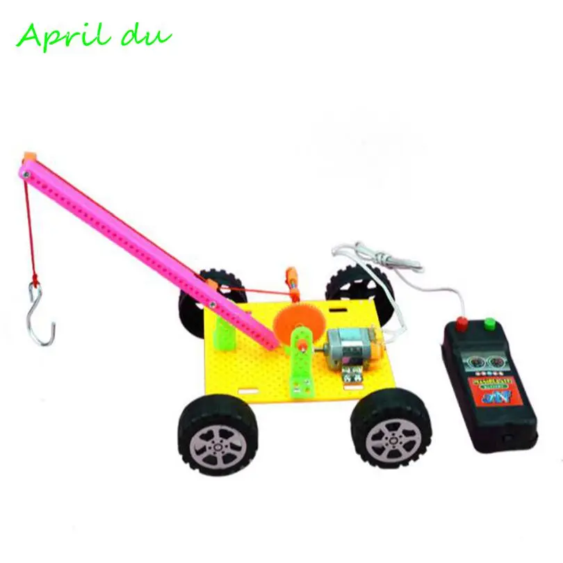 

April Du DIY Remote Control Crane Model Kit Pupils Physic Science Toy Set Experiment Creative Invention Eduactional,1set