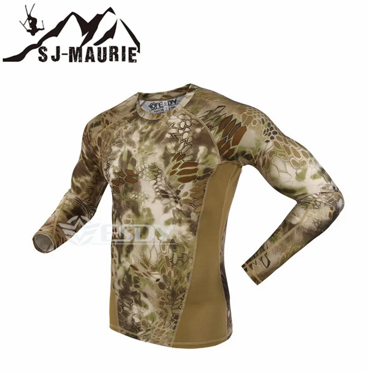 Охотничья Базовая камуфляжная тактическая футболка с длинными рукавами быстросохнущие походные рубашки в охотничьем стиле солдатская Военная футболка милитари - Цвет: 01