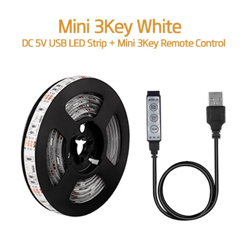 USB Светодиодная лента DC5V 5050 RGB мини 3Key 17Key RF ИК пульт дистанционного управления гибкий светильник IP65 50 см 1 м 2 м 3 м ТВ фоновый светильник ing лента - Испускаемый цвет: Mini 3key White