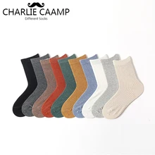 Чарли CAAMP все сезоны хлопок Однотонная одежда двойной иглой полоса простой серии женские носки A1001