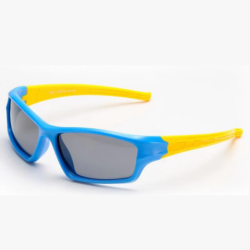 Новинка года KidsTR90 поляризованные glaeees детский спортивный супер relastie UV400 солнцезащитные очки для мальчиков и девочек, милые прикольные очки 805 - Цвет линз: blue frame yellow