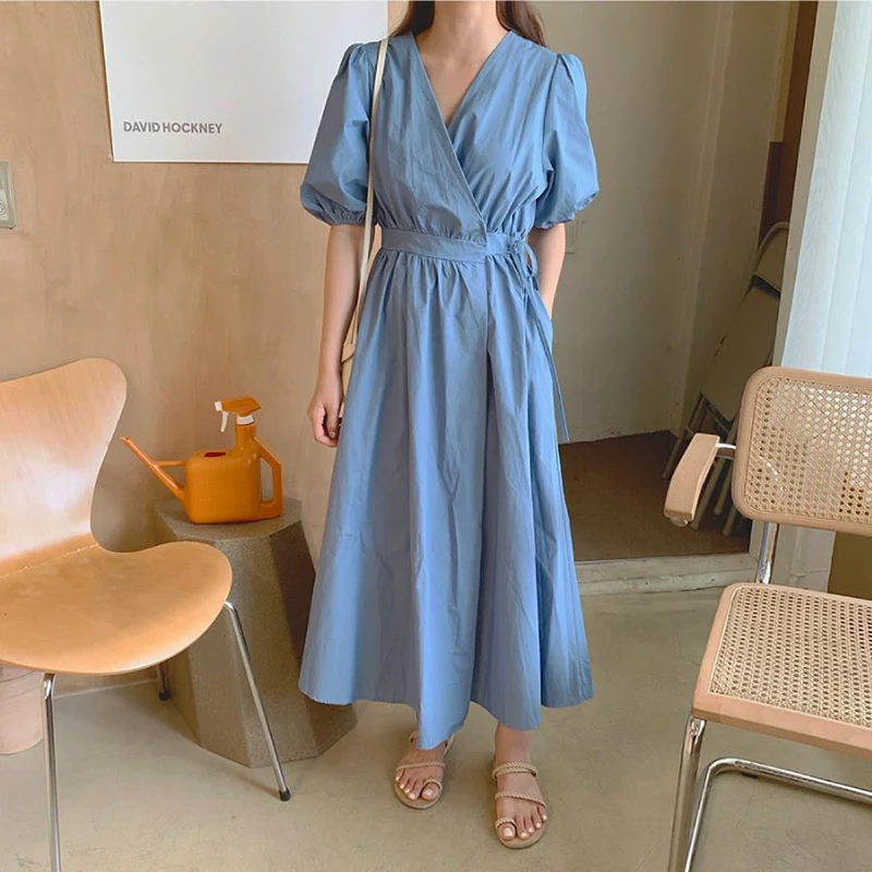 

SuperAen High Waist Strap Women Dress Solid Color Cotton Casual Ladies Dress Summer New 2019 Fashion Women Clothing