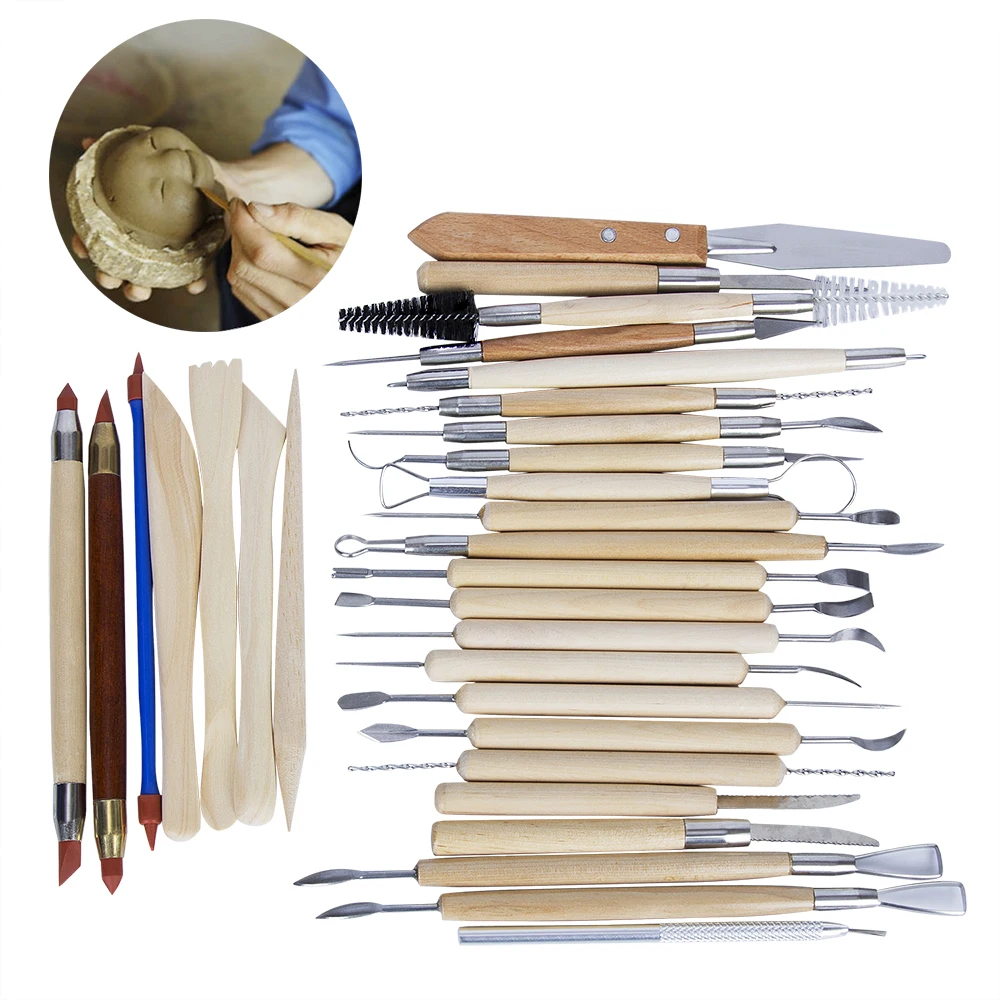 30 шт. керамические инструменты Лепка резьба Cinzel нож набор инструментов включает глиняные цветные Формочки инструменты для моделирования деревянный скульптурный нож