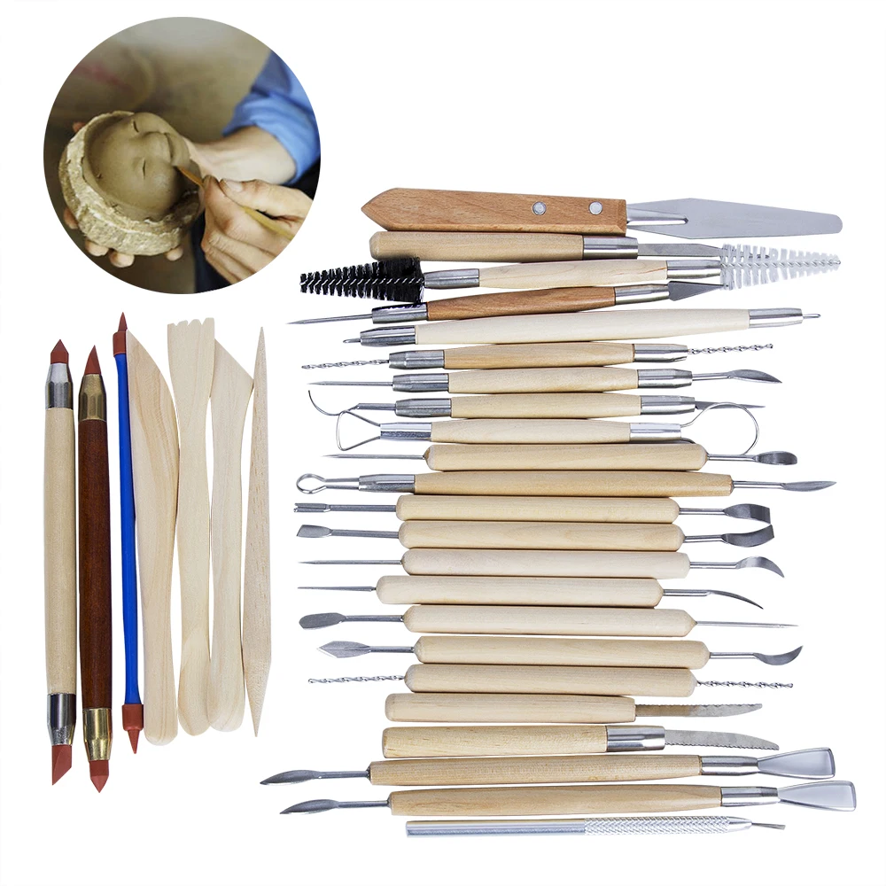 

30PCS Pottery Tools Sculpting Carving Cinzel knife Tool Set Includes Clay Color Shapers Modeling Tools Wooden Sculpture Knife