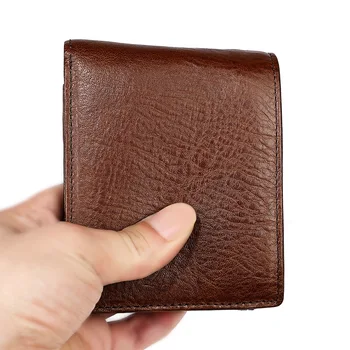 

Genuine Leather Wallet Men New Brand Purses for Men Black Brown Bifold Wallet Zipper Coin Purse Wallets with Gift Box Vintage
