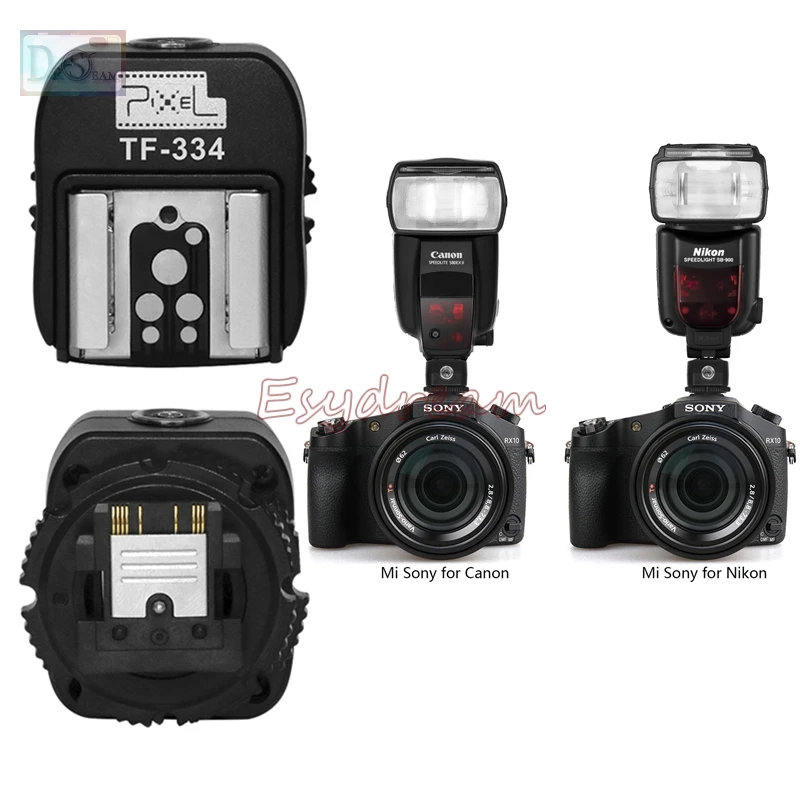 Pixel TF-334 Горячий башмак адаптер для Nikon Canon Flash и sony новый мульти-Интерфейс Камера A7 NEX6 A6300 A6000 A3000 A99 A77II - изображение