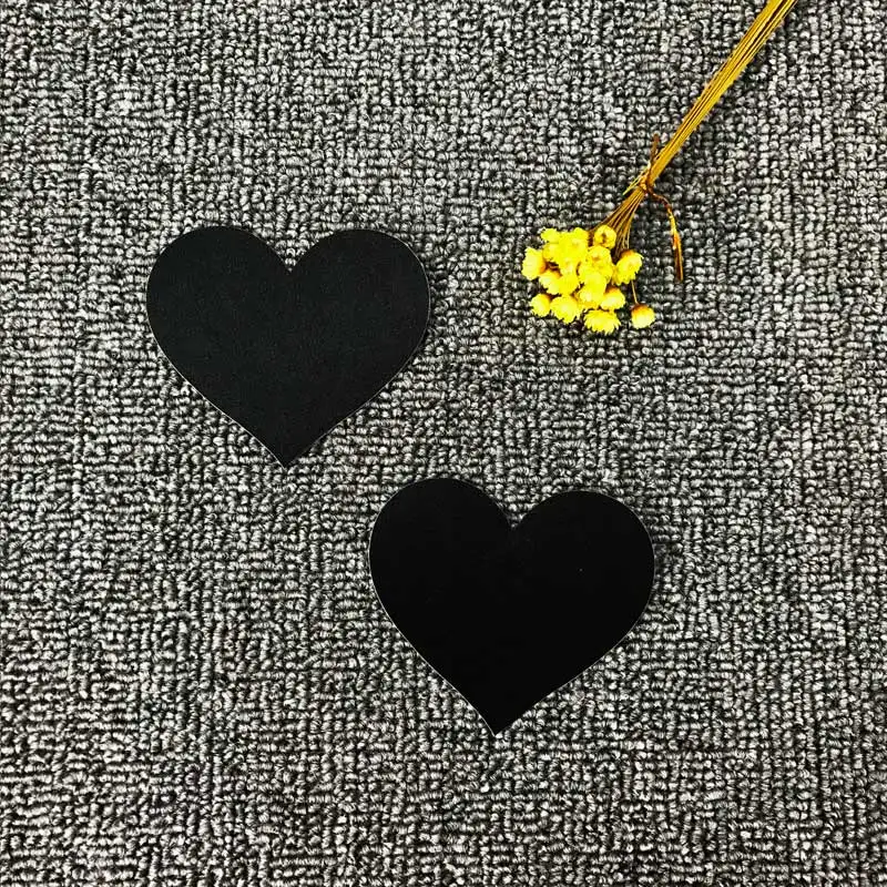 VENI lynодноразовая паста для груди, разноцветная сатиновая паста в форме сердца, покрытие для сосков, клейкое эротическое белье, наклейки - Цвет: Черный