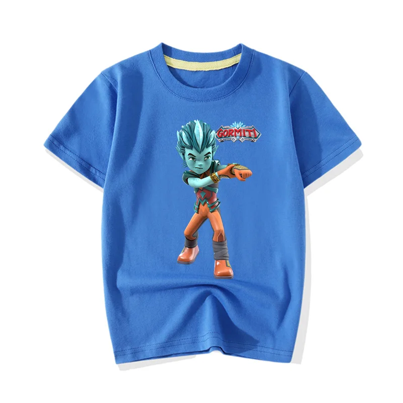Лидер продаж, детские футболки с изображением игры Gormiti хлопковые футболки для малышей, костюм летняя одежда с короткими рукавами для мальчиков и девочек футболки JY028 - Цвет: Blue T-shirt