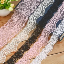Elastic Lace Trim Lace Ribbon Fabric White/Black Hollow Satin Lace Trims Embroidery Fabric DIY Decorate Wedding Dress Textile
