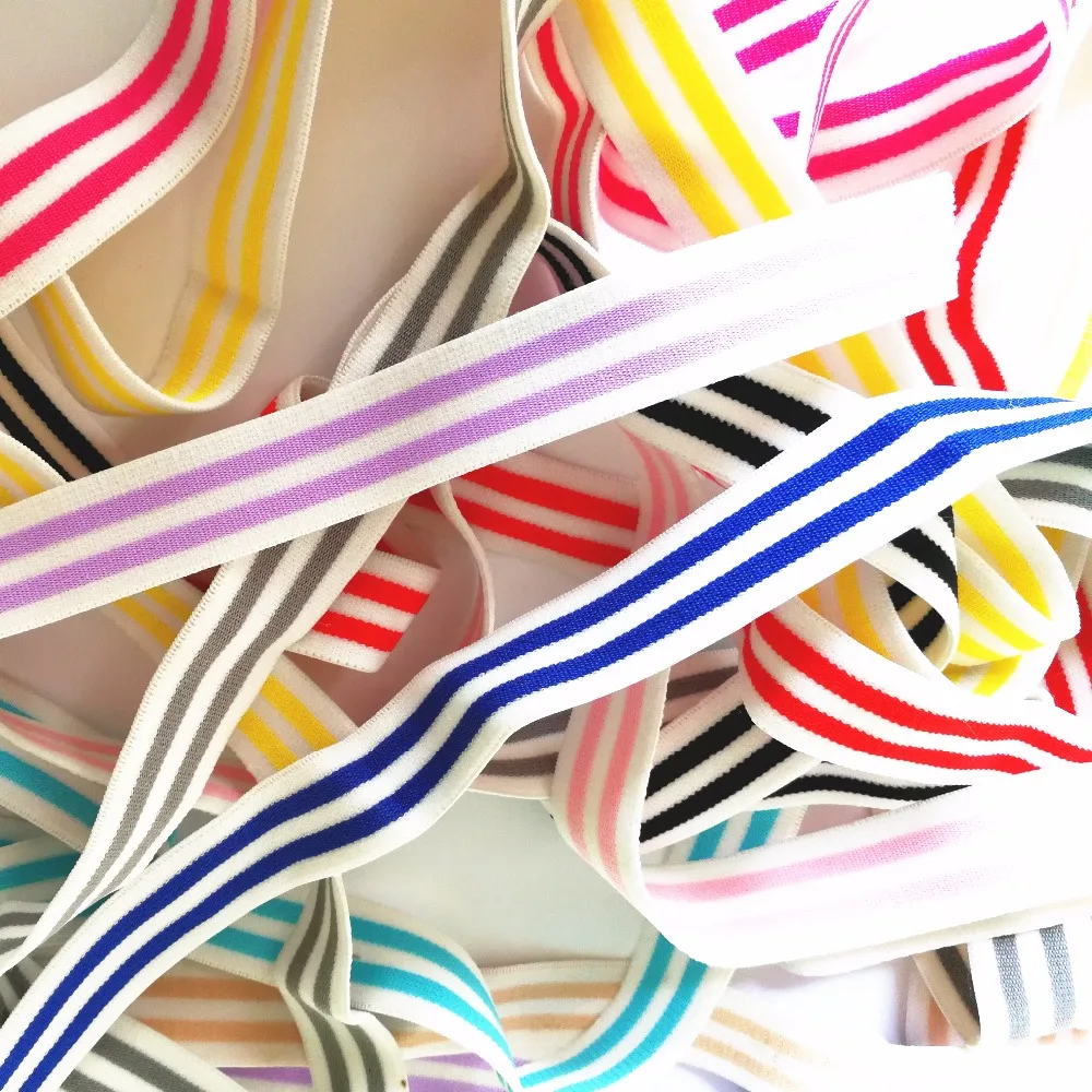 Buy 2.4cm wide Pure Color Stripe Elastic Band Nylon