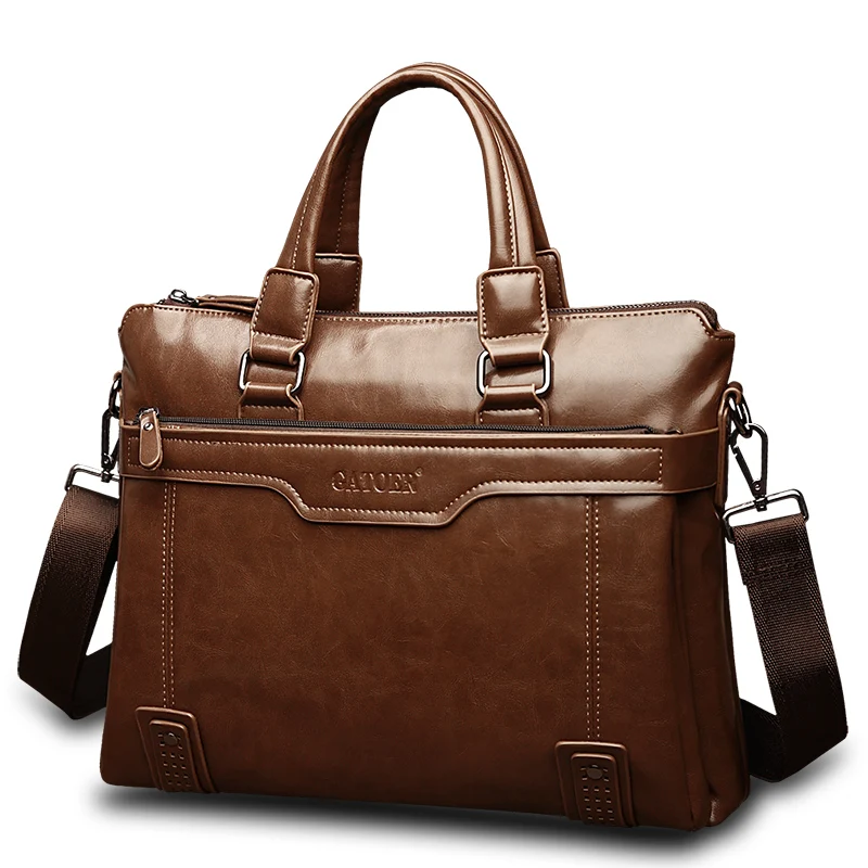 

2019 New Natural Genuine Leather Men's Briefcase Fashion Large Capacity Business bag Black Male vintage Shoulder Laptop Bag