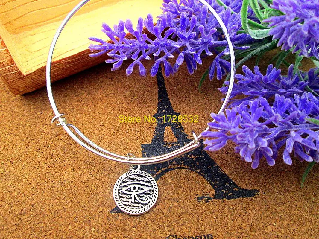 

3pcs/lot Hot sale diameter 65mm silver bracelets bangles with the eye of horus jewelry for women