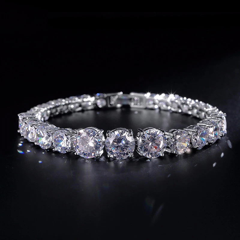 

UILZ Fashion Round Bracelet & Bangles With Sliver Color CZ Stone For Women Christmas Gifts Jewelry Pulseras UB003