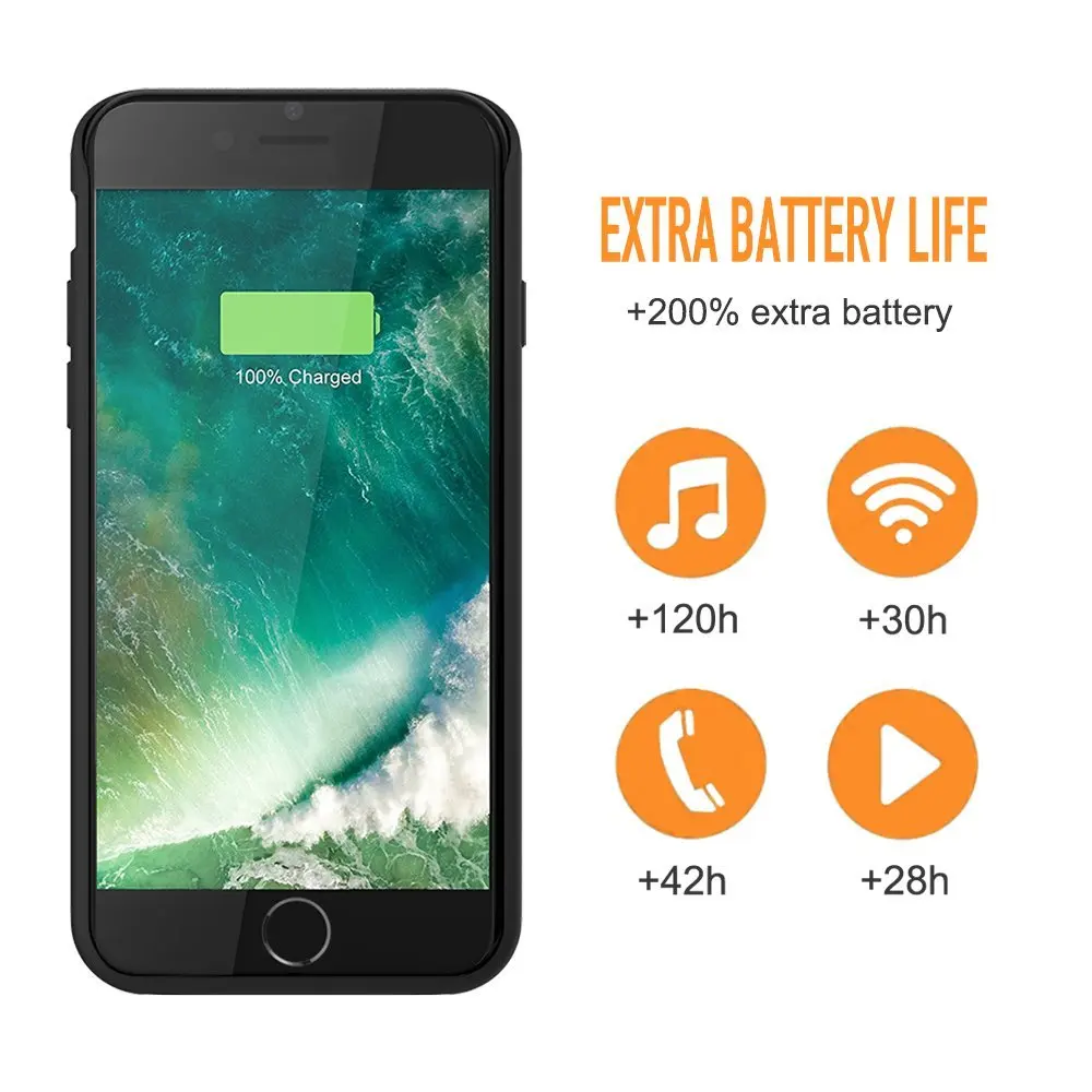 Магнитный противоударный чехол для зарядного устройства для iPhone7 8 Plus, внешний аккумулятор, запасная упаковка, чехол для зарядки, портативное зарядное устройство