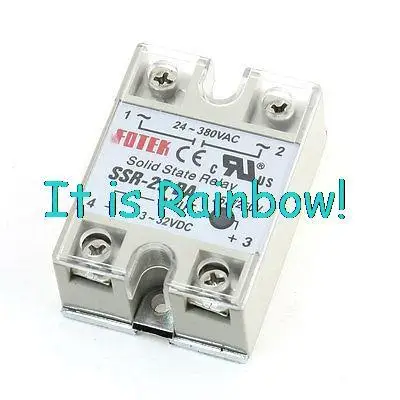

Free Shipping DC3-32V to AC24-380V 1 Phase Solid State Relay SSR-25DA w Cover