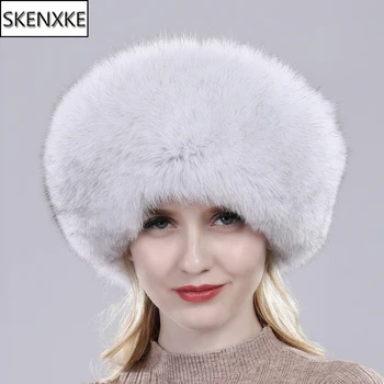 

2019 Russian Winter Natural Fox Fur Hat Warm Soft Fluffy Real Fox Fur Bomber Hats Luxurious Women Quality Handmade Real Fox Caps