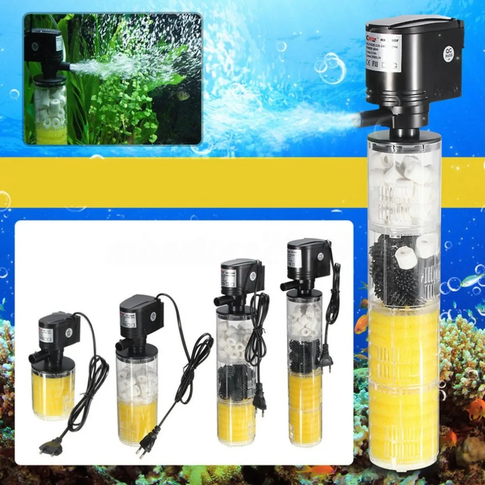 3 в 1 Мини аквариумный фильтр для аквариума погружной кислородный насос спрей встроенный фильтр материал очиститель воды фильтрация