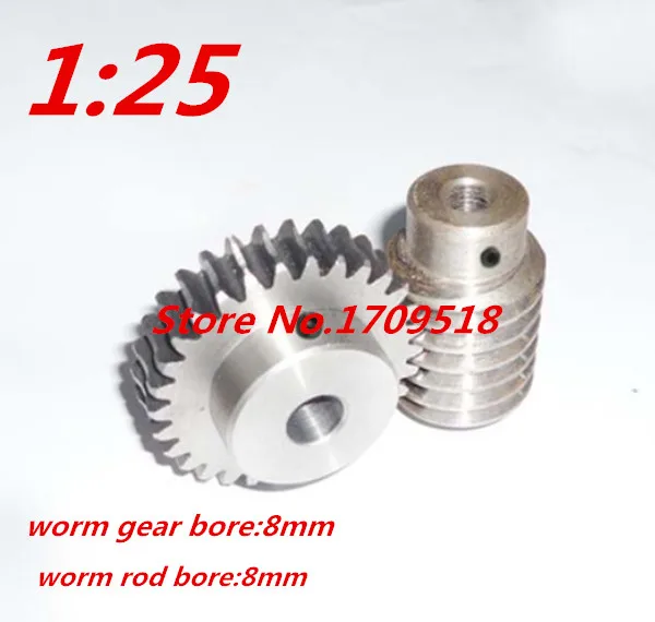 1 sets 1M25t 25 teeth 125 worm gear reduction ratio125 worm rod bore