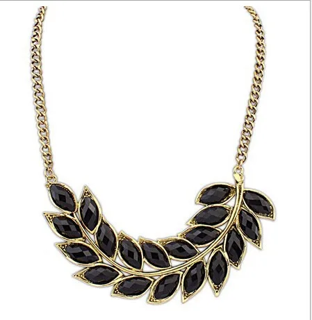 

2016 Collier Femme Women Statement Collar Chain Alloy Leaf Pendant Necklace jewelry Wholesale Golden Leaves Choker Colar Women