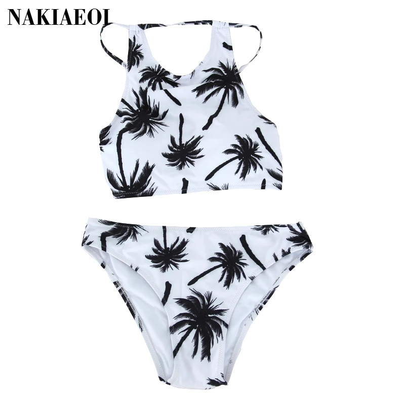 

Brazilian Tree Pattern Bikini 2019 Girl Swimwear Female High Neck Bikini Set Leaf Print Beach Wear Women Vintage Bathing Suit