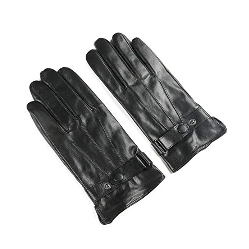 Высококачественные мужские перчатки из овечьей шкуры с бархатной подкладкой из натуральной кожи с пряжкой для вождения Зимние перчатки для мужчин