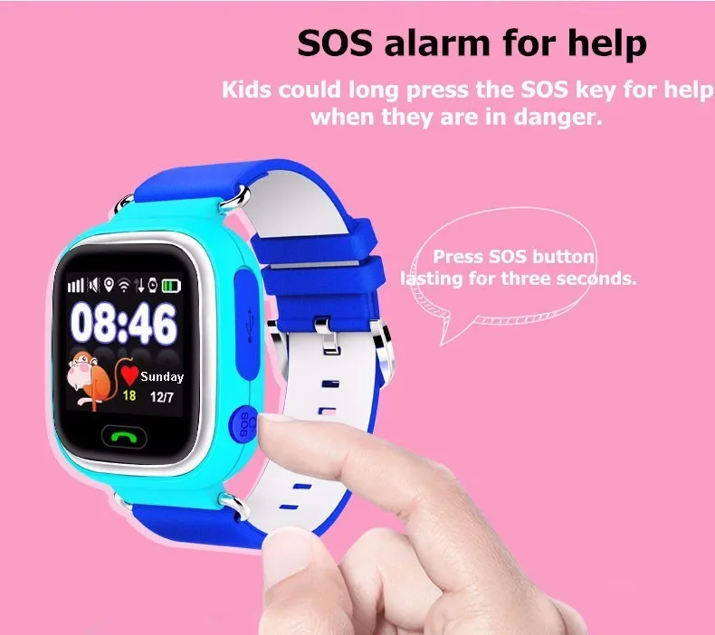 Детские умные часы Q90, умные детские часы, gps+ wifi, трекер местоположения, SOS телефон, отслеживание сна, шагомер, сенсорный экран
