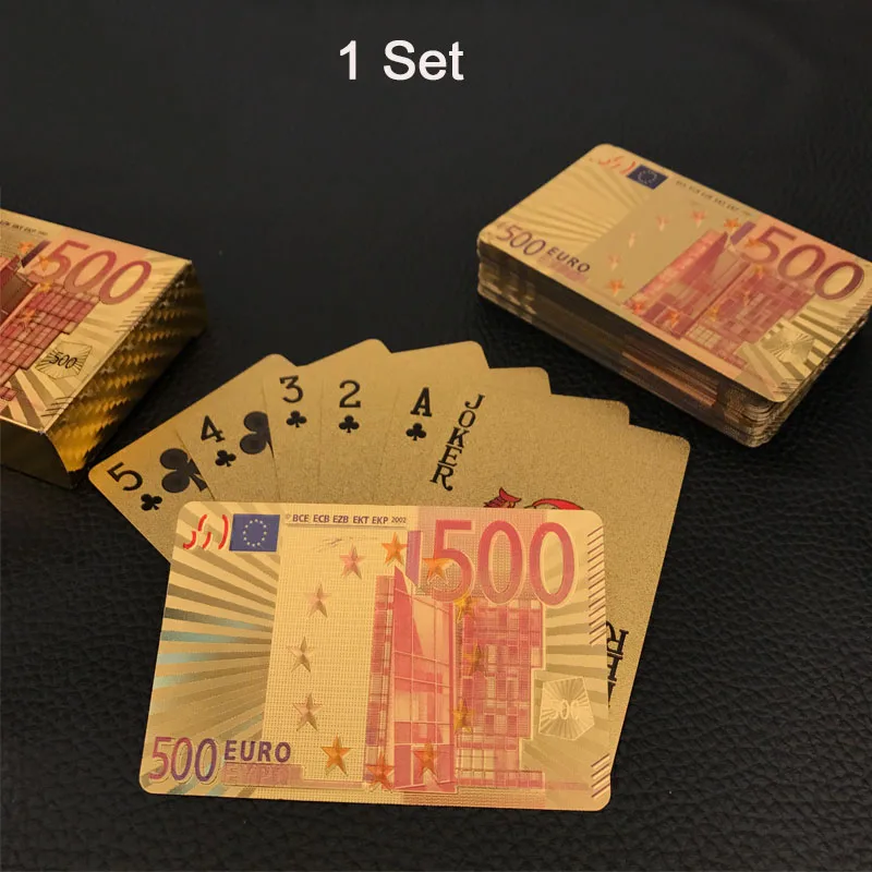 1set Набор золотых игральных карт, водонепроницаемая пластиковая покерная карта, Классические фокусы, инструмент для игры в покер, подарок, покер - Цвет: 1set