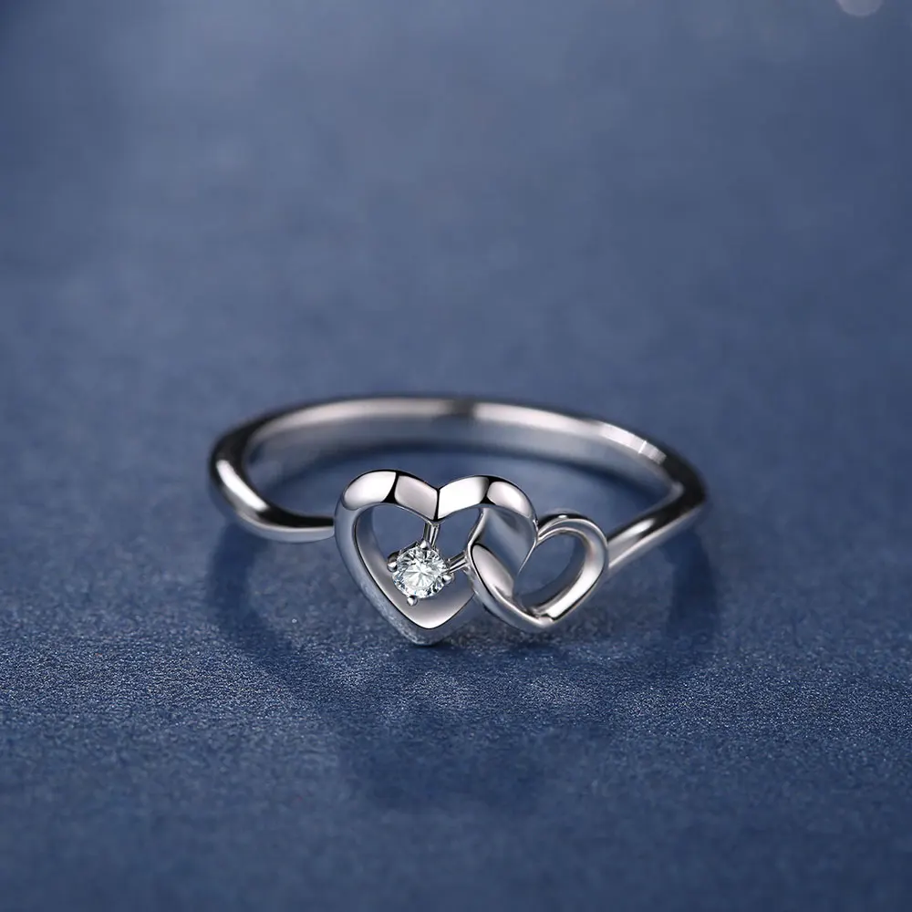 DOUBLE-R Natural Diamond Rings Female 925 Sterling Silver Heart Engagement Rings Real Diamond Jewelry Lover Valentine's Gift