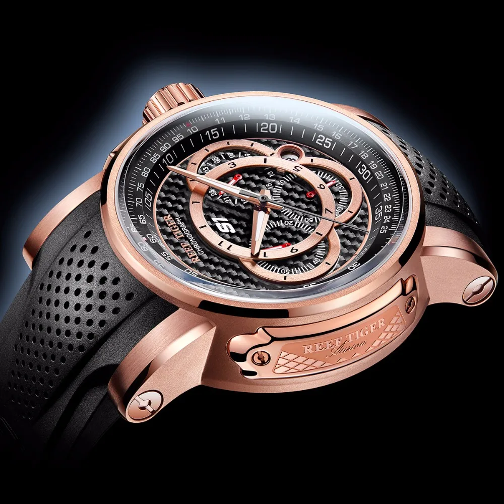 

2019 Reef Tiger/RT Brand Sport Watches Reloj Mujer Men Quartz Chronograph Waterproof Watch Clock Men Relogio Masculino RGA3063