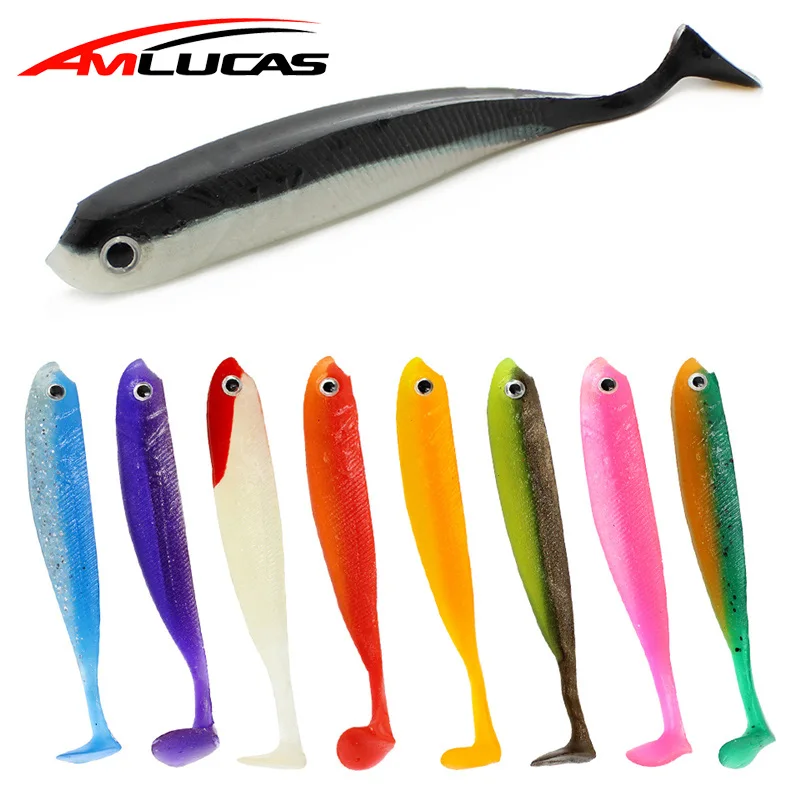 Amlucas 3pcs 10cm 7.2g Handmade Soft Bait Fish Fishing Lure Shad Worm Bait Soft Lure Fly Fishing