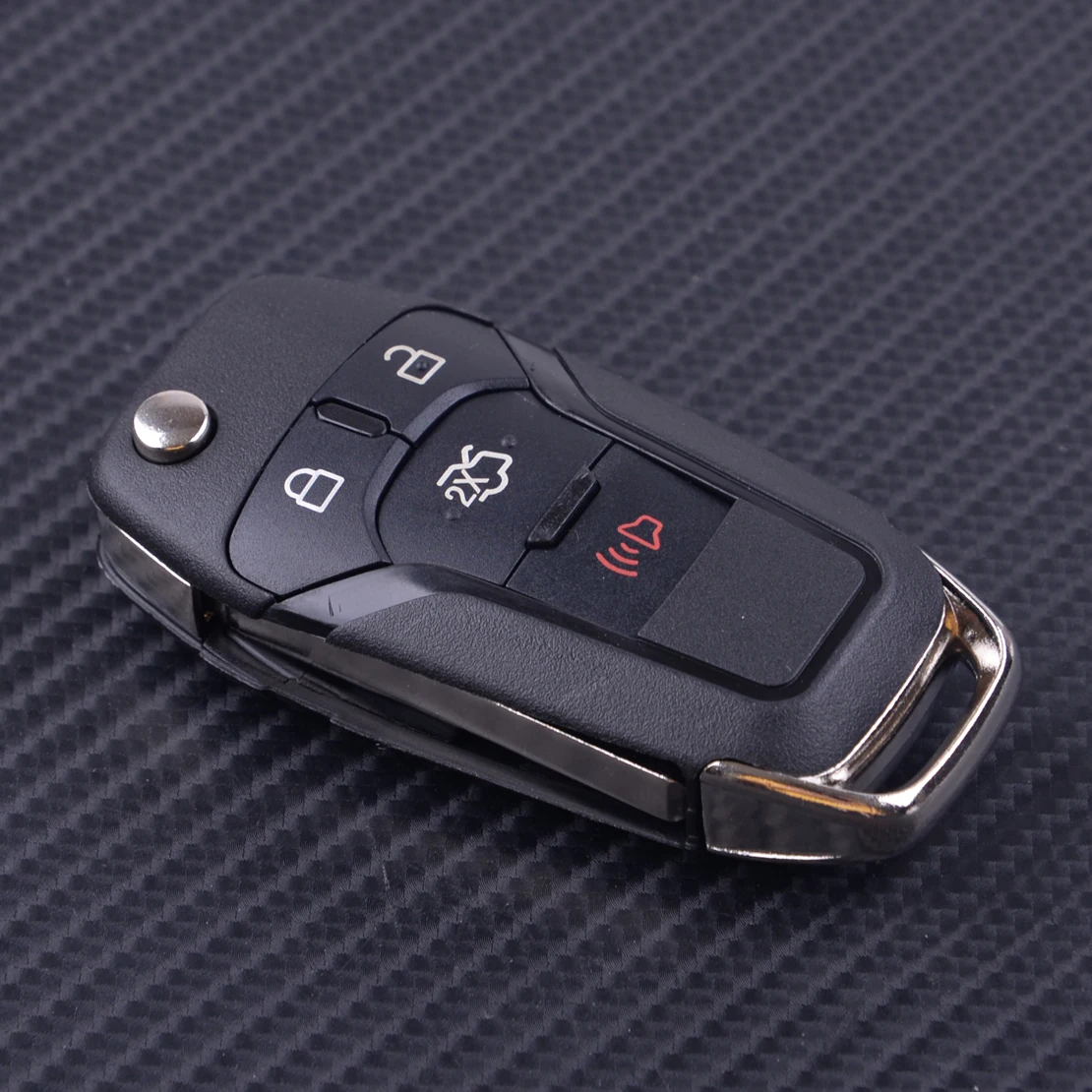 

DWCX 4 Buttons Flip Remote Key Shell Case Fob with uncut blade fit for Ford Fusion Edge Explorer 2013 2014 2015
