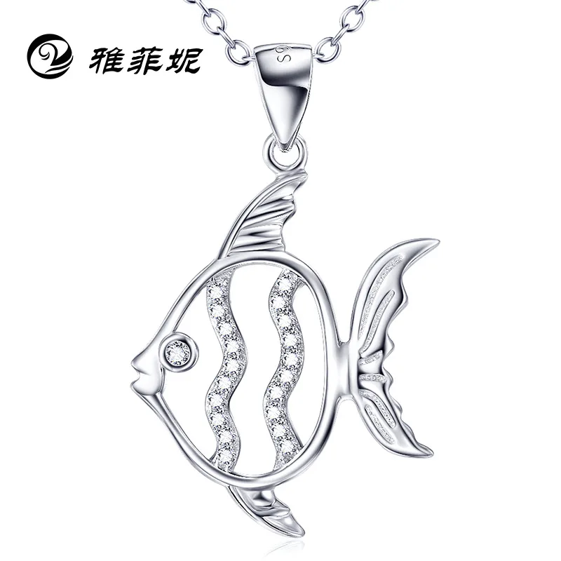 

S925 Sterling Silver exquisite fish mini hollow Pendant Necklace