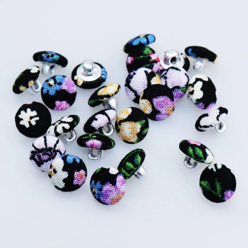 

Colorful Buttons 20PCS round 16L/10mm aluminum wire craft sewing floral button for sweater skirt baby clothes fabric covered