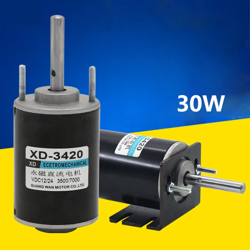 XD-3420 постоянного магнита Мотор DC 12 V/24 V 3000/6000 об/мин универсальный регулируемый задний мотор DC Скорость двигатель с высоким крутящим моментом