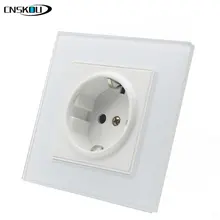 CNSKOU EU Standard Power Socket White Crystal Glass Panel EU Plug Socket AC 110~250V 16A Wall Power Outlet Panel livolo eu standard wall power socket white crystal glass panel manufacturer of 16a wall outlet vl c7c2eu 11