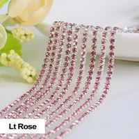 3yards/piece 17colors glass crystal Rhinestones chain, Gold bottom sew on Cup Chains For diy Sewing Clothes Accessories
